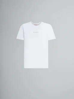 Tops & T-Shirts>Marni White Organic Cotton T-shirt With Logo LILYWHITE