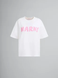 Tops & T-Shirts>Marni White Organic Cotton T-shirt With Logo LILYWHITE