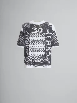 Tops & T-Shirts>Marni White Organic Cotton T-shirt With 30th Anniversary Print LILYWHITE