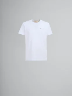 Tops & T-Shirts>Marni White Organic Cotton T-shirt With Mini Logo LILYWHITE