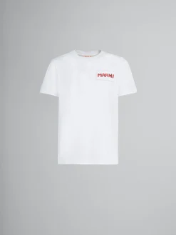 Tops & T-Shirts>Marni White Organic Cotton T-shirt With Patch LILYWHITE