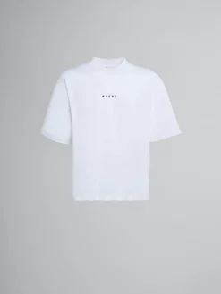Tops & T-Shirts>Marni White Organic Cotton T-shirt With Logo LILYWHITE
