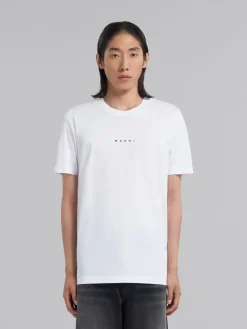 Tops & T-Shirts>Marni White Organic Cotton T-shirt With Logo LILYWHITE