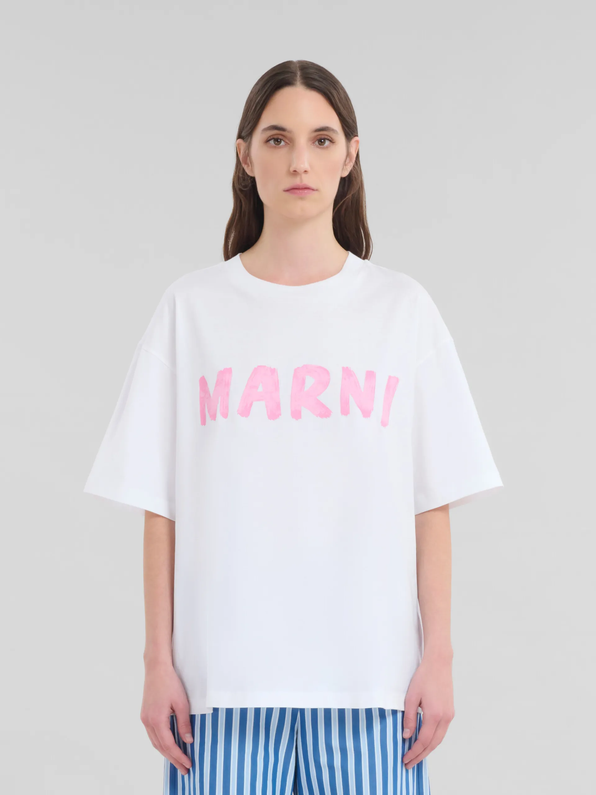 Tops & T-Shirts>Marni White Organic Cotton T-shirt With Logo LILYWHITE