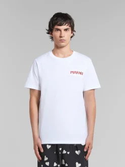 Tops & T-Shirts>Marni White Organic Cotton T-shirt With Patch LILYWHITE