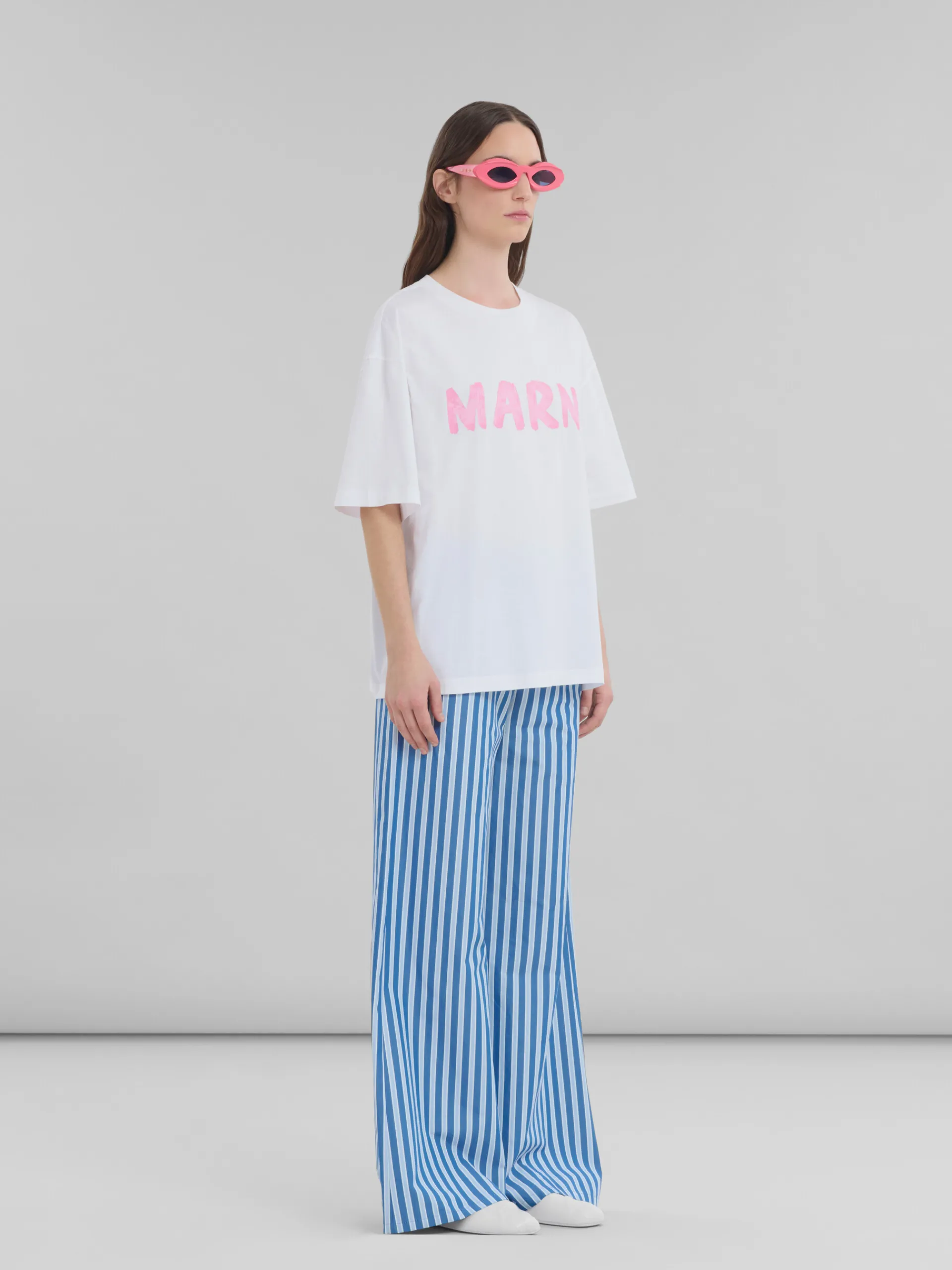 Tops & T-Shirts>Marni White Organic Cotton T-shirt With Logo LILYWHITE