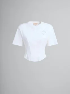 Tops & T-Shirts>Marni White Organic Jersey Corset T-shirt LILYWHITE