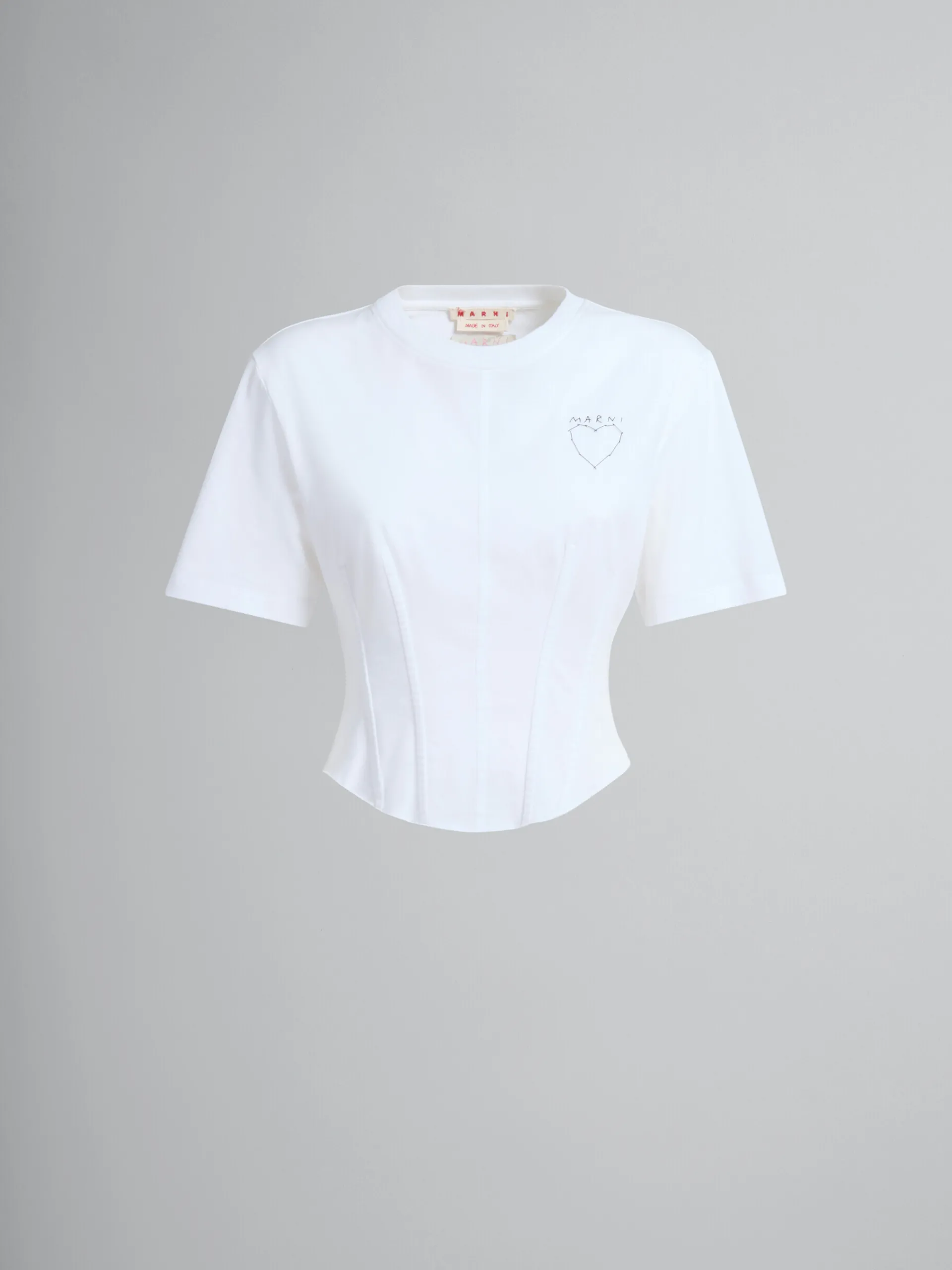 Tops & T-Shirts>Marni White Organic Jersey Corset T-shirt LILYWHITE