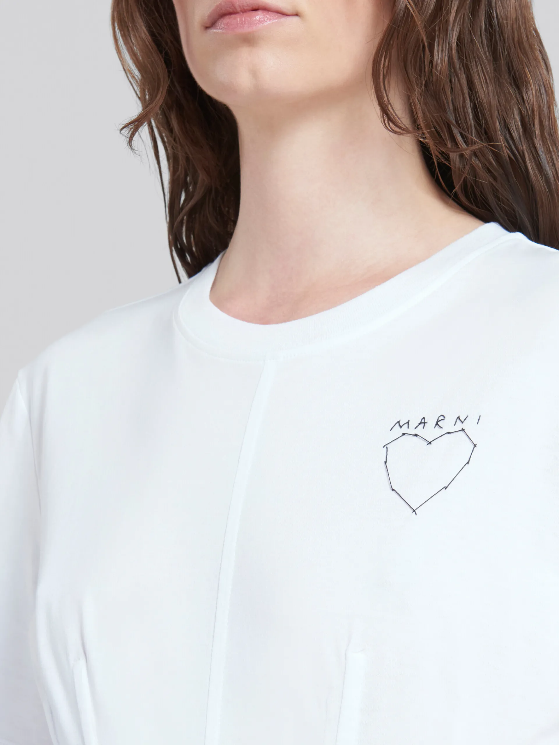 Tops & T-Shirts>Marni White Organic Jersey Corset T-shirt LILYWHITE