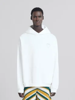 Sweatshirts>Marni White Organic Jersey Hoodie With Back Print NATURAL WHITE