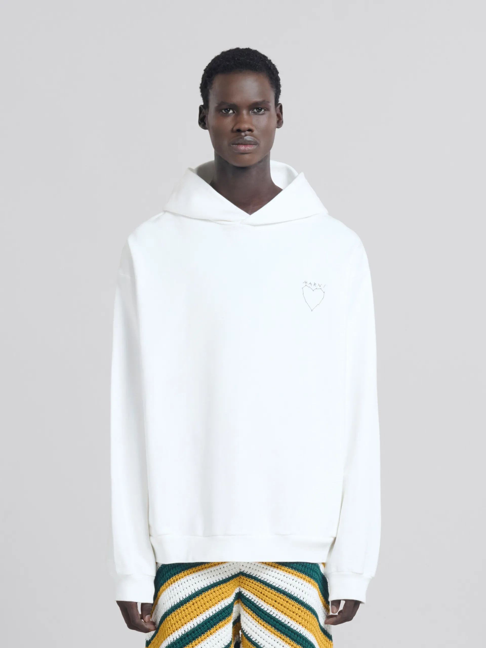 Sweatshirts>Marni White Organic Jersey Hoodie With Back Print NATURAL WHITE