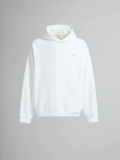 Sweatshirts>Marni White Organic Jersey Hoodie With Back Print NATURAL WHITE