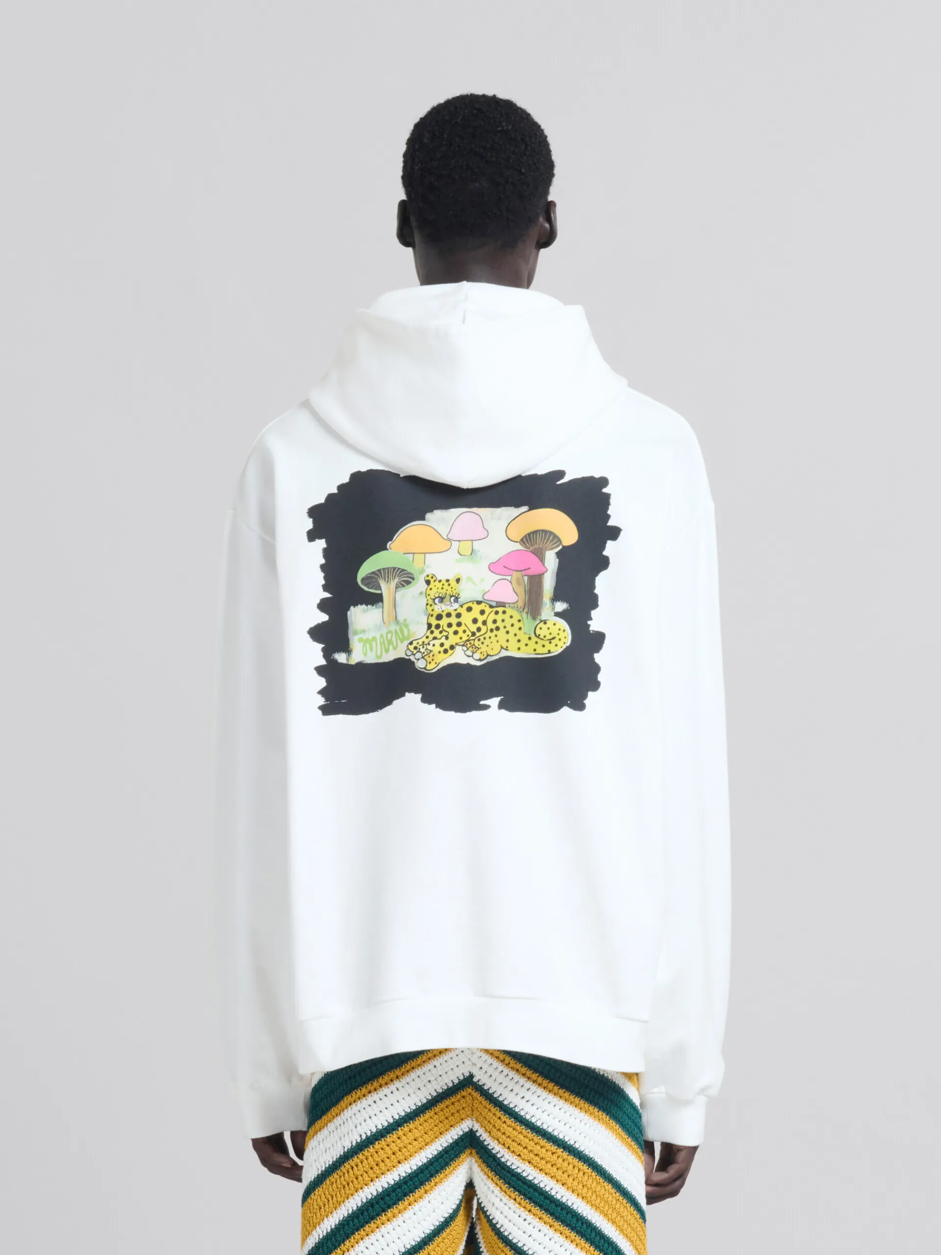 Sweatshirts>Marni White Organic Jersey Hoodie With Back Print NATURAL WHITE