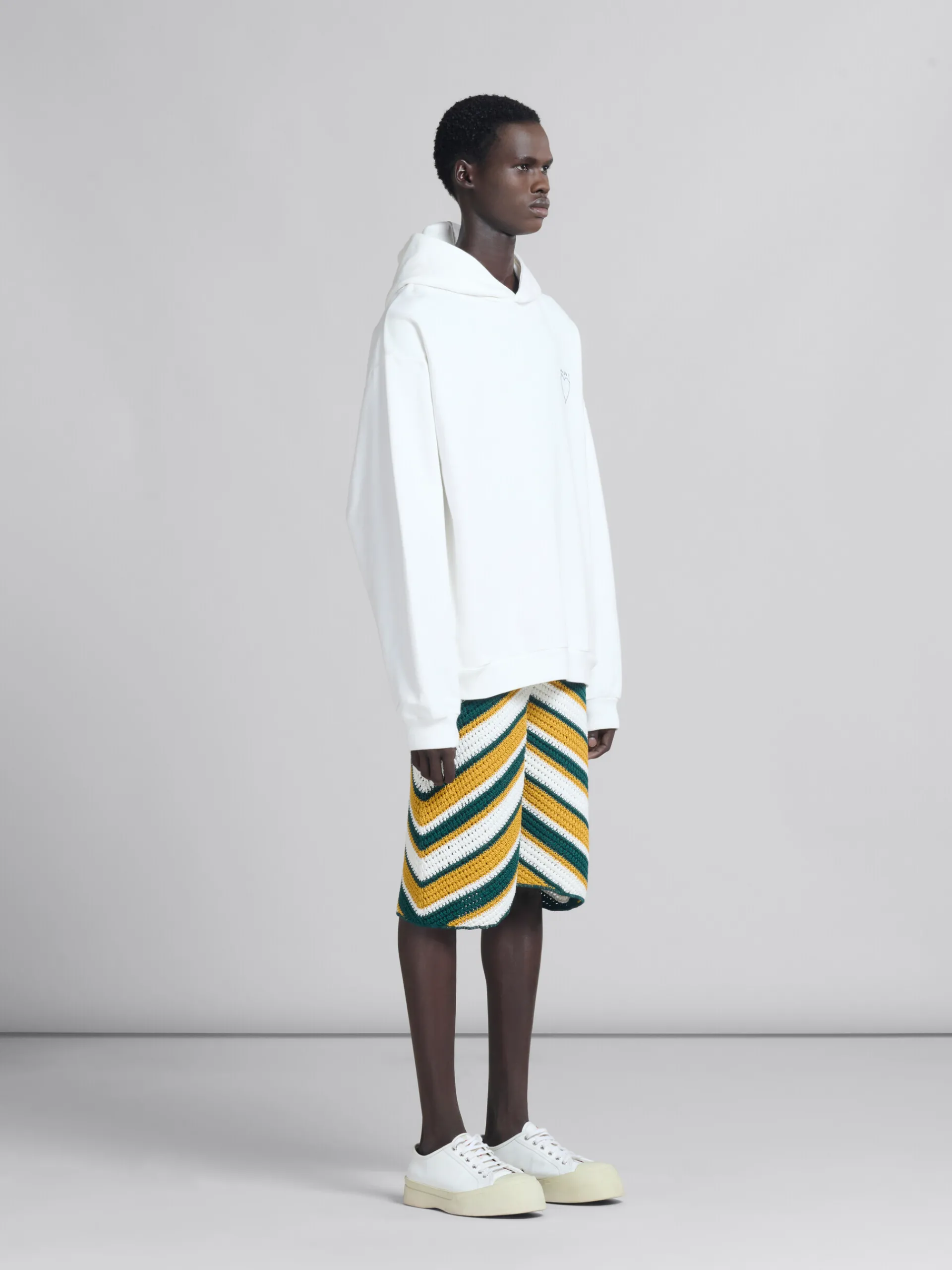 Sweatshirts>Marni White Organic Jersey Hoodie With Back Print NATURAL WHITE