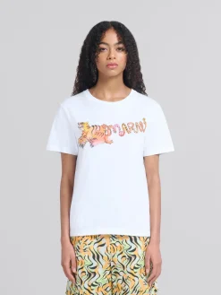 Tops & T-Shirts>Marni White Organic Jersey Regular-fit T-shirt With Print LILYWHITE