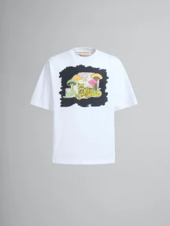 Tops & T-Shirts>Marni White Organic Jersey Relaxed-fit T-shirt With Print LILYWHITE