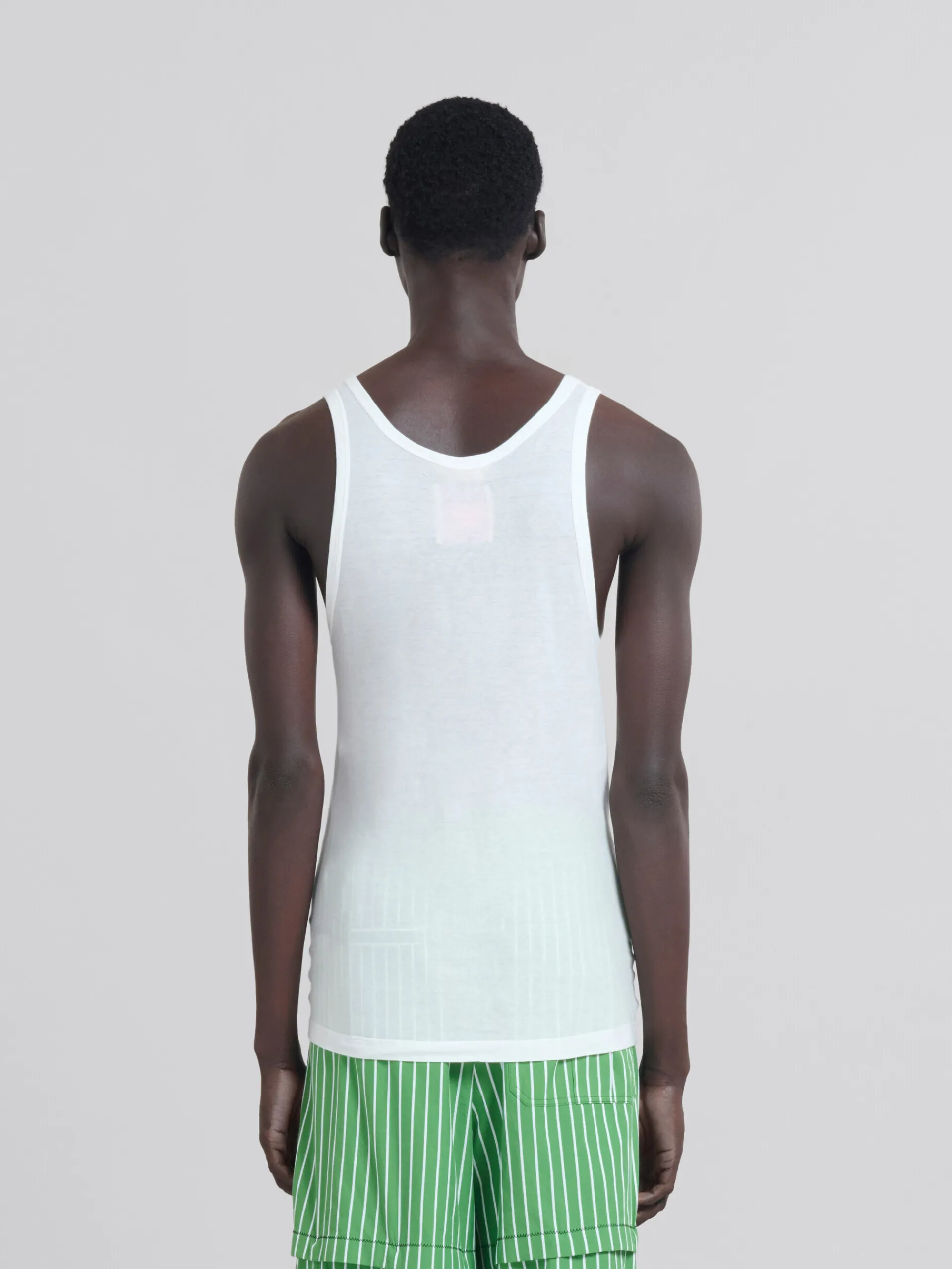 Tops & T-Shirts>Marni White Organic Jersey Tank Top With Print LILYWHITE