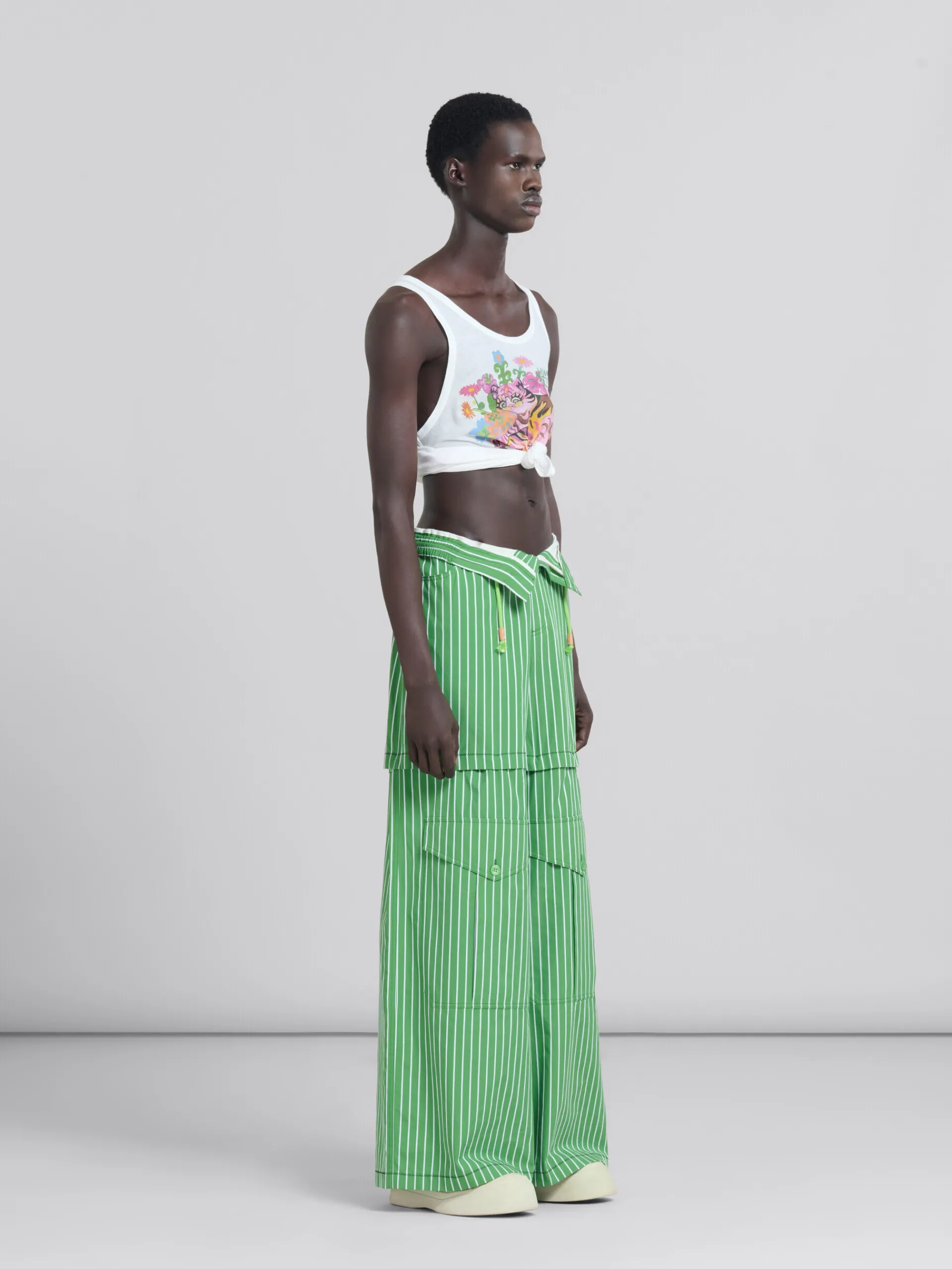 Tops & T-Shirts>Marni White Organic Jersey Tank Top With Print LILYWHITE