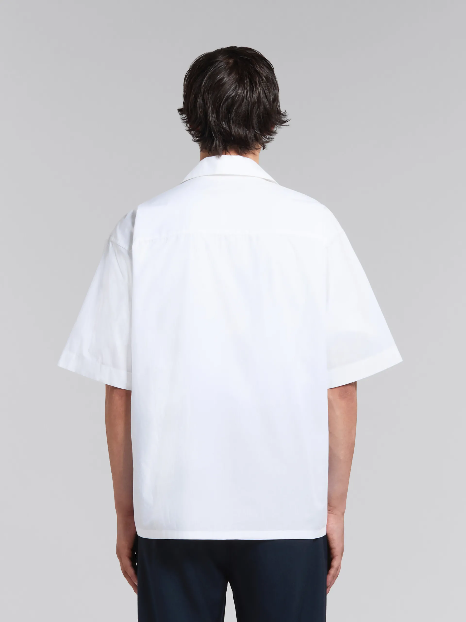 Tops & T-Shirts>Marni White Organic Poplin Bowling Shirt With Hidden Logo LILYWHITE
