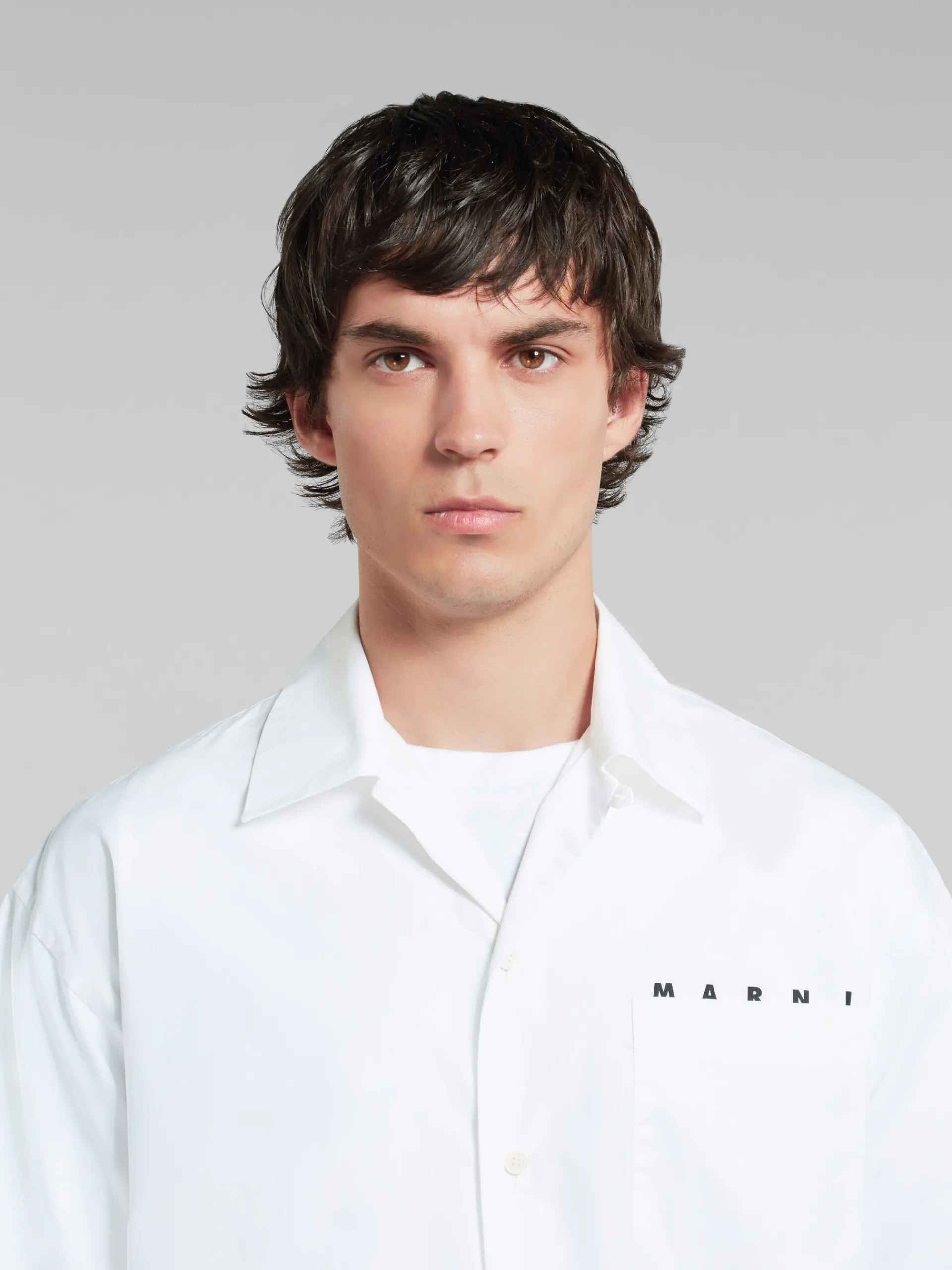 Tops & T-Shirts>Marni White Organic Poplin Bowling Shirt With Hidden Logo LILYWHITE