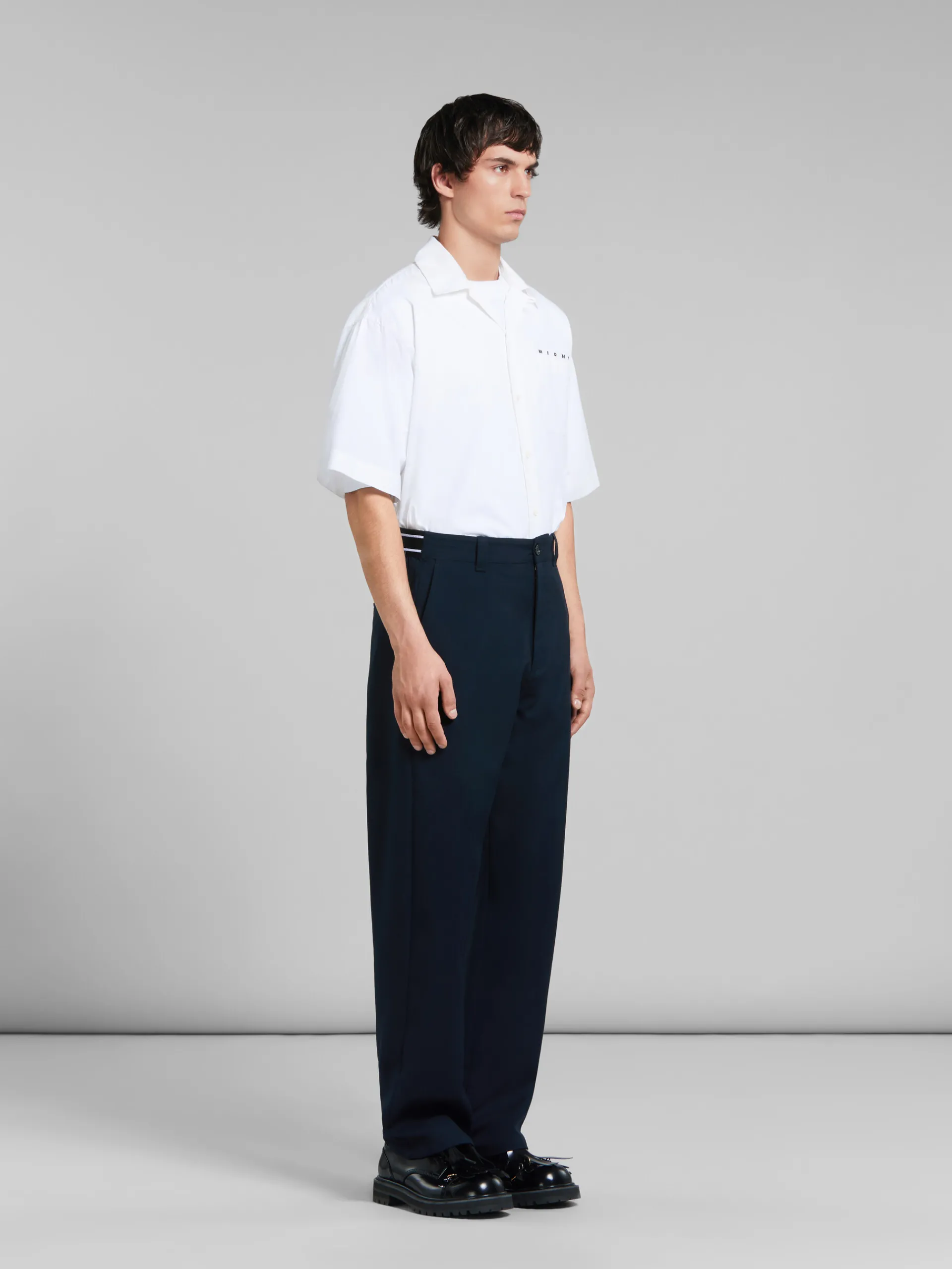 Tops & T-Shirts>Marni White Organic Poplin Bowling Shirt With Hidden Logo LILYWHITE