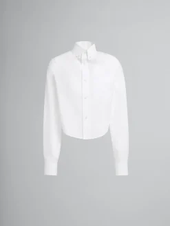 Tops & T-Shirts>Marni White Organic Poplin Cropped Shirt LILYWHITE