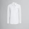 Tops & T-Shirts>Marni White Organic Poplin Shirt With Mending LILYWHITE