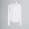 Tops & T-Shirts>Marni White Organic Poplin Shirt With Ruffles LILYWHITE