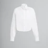 Tops & T-Shirts>Marni White Organic Poplin Shirt With Cropped Hem LILYWHITE
