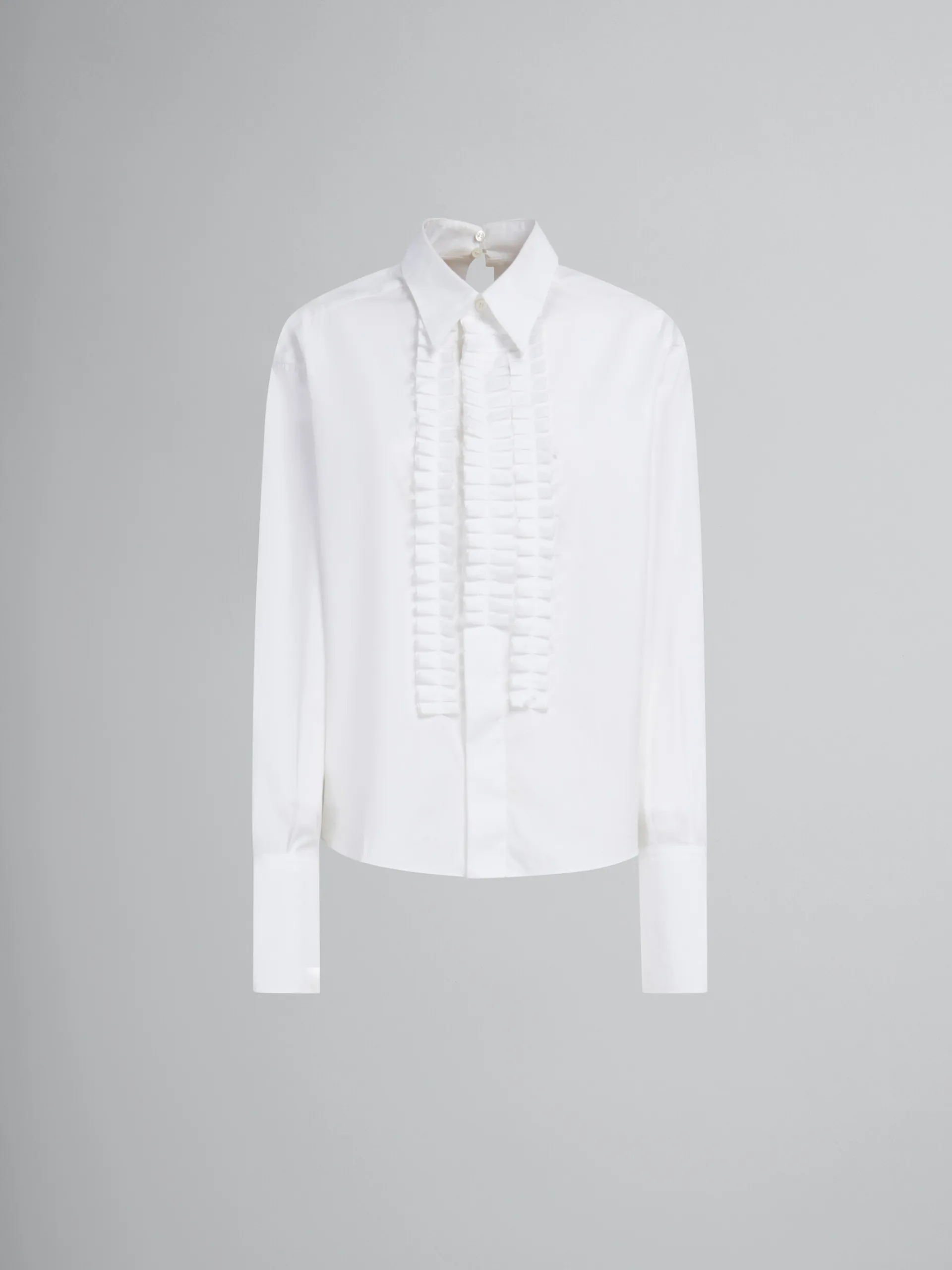 Tops & T-Shirts>Marni White Organic Poplin Shirt With Ruffles LILYWHITE