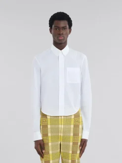 Tops & T-Shirts>Marni White Organic Poplin Shirt With Cropped Hem LILYWHITE
