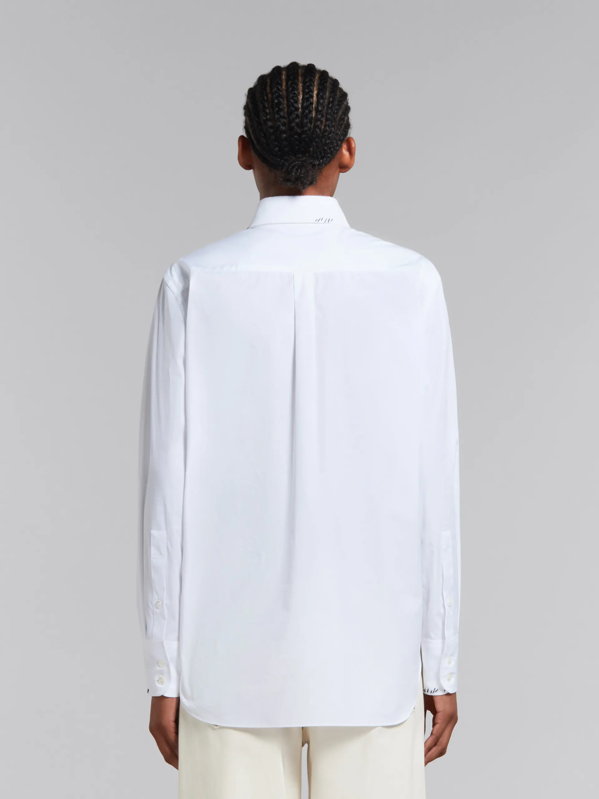 Tops & T-Shirts>Marni White Organic Poplin Shirt With Mending LILYWHITE