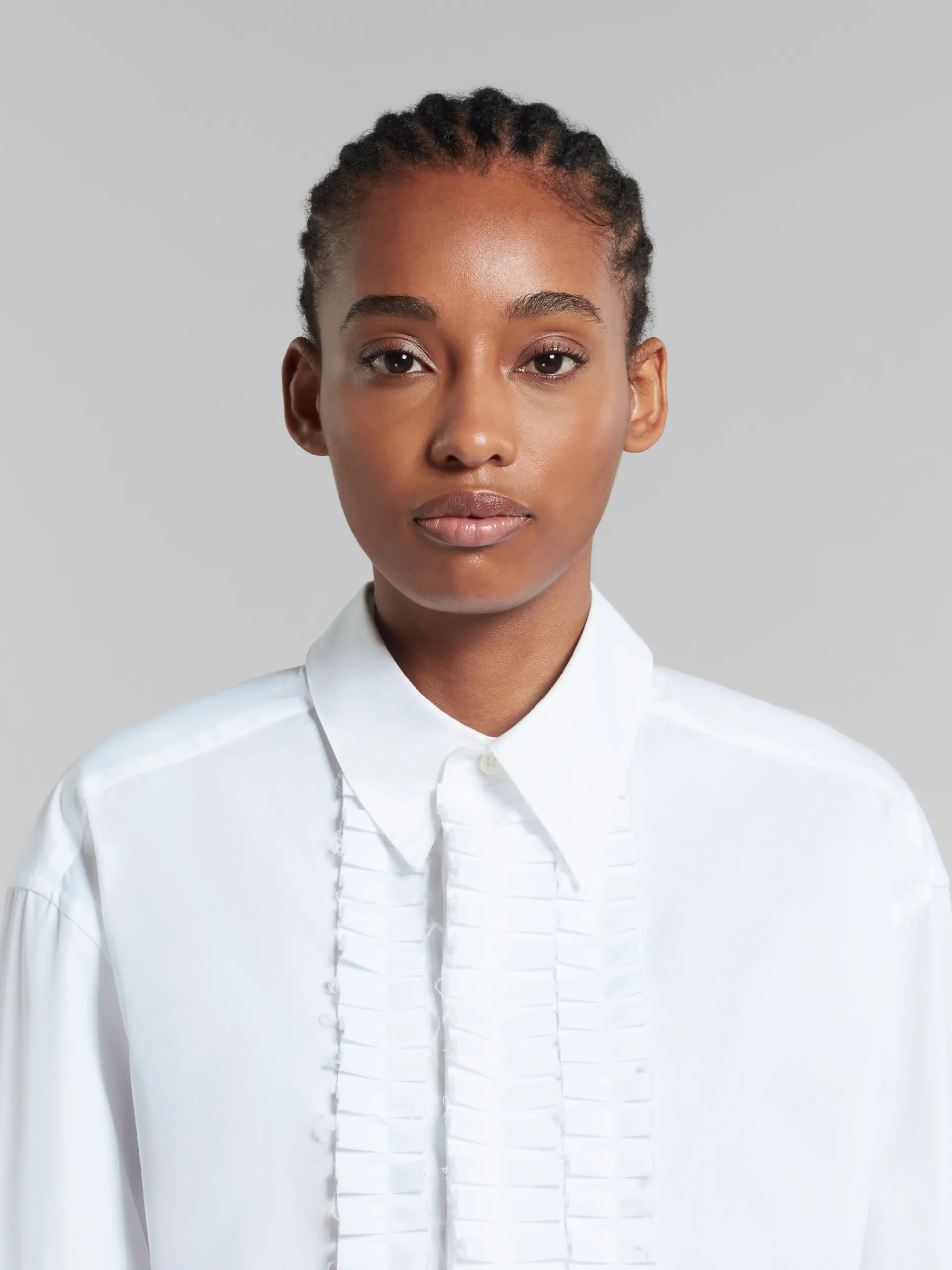 Tops & T-Shirts>Marni White Organic Poplin Shirt With Ruffles LILYWHITE