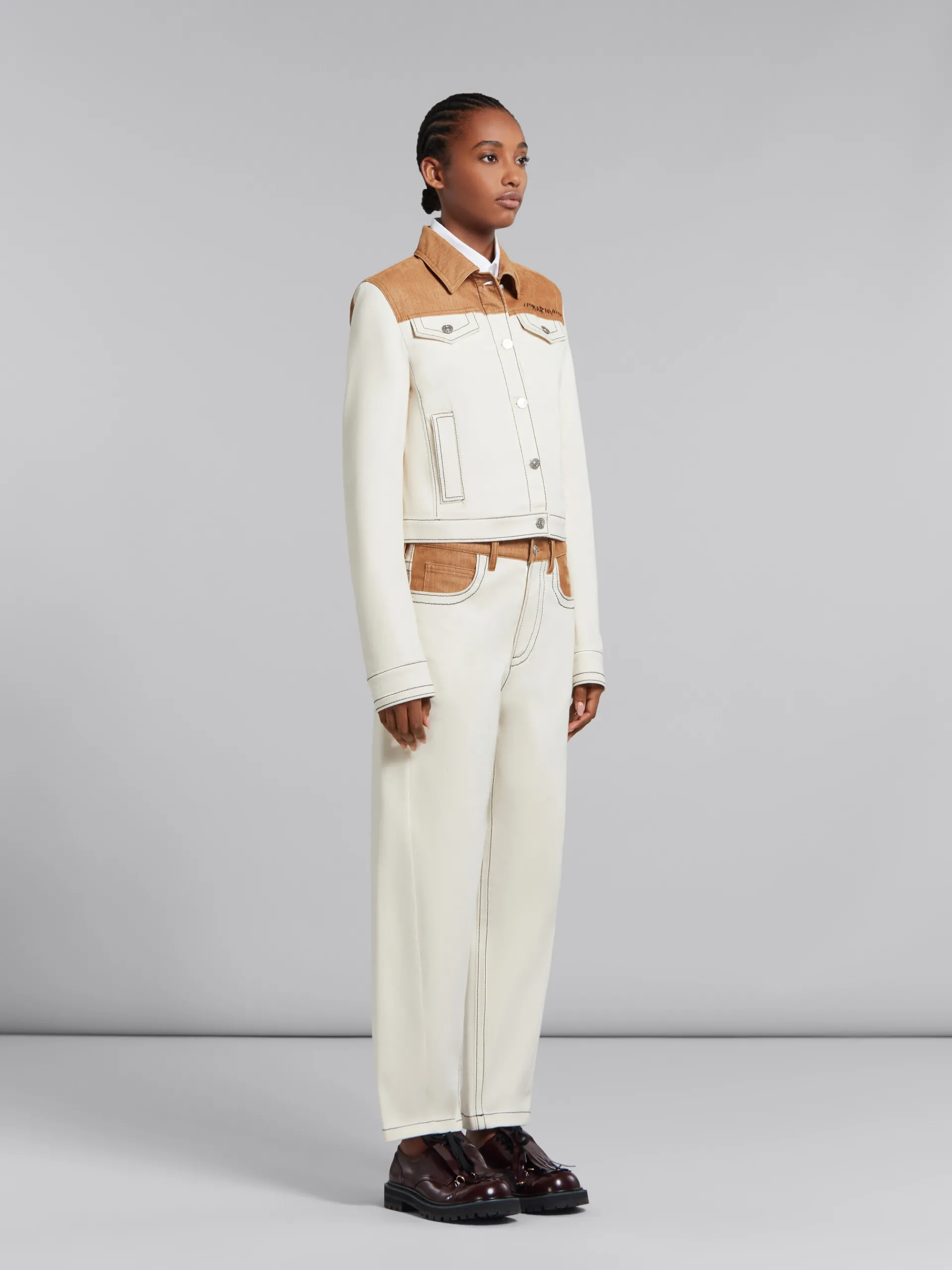 Tops & T-Shirts>Marni White Organic Poplin Shirt With Mending LILYWHITE