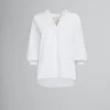 Tops & T-Shirts>Marni White Organic Poplin Top With Shirt Collar LILYWHITE