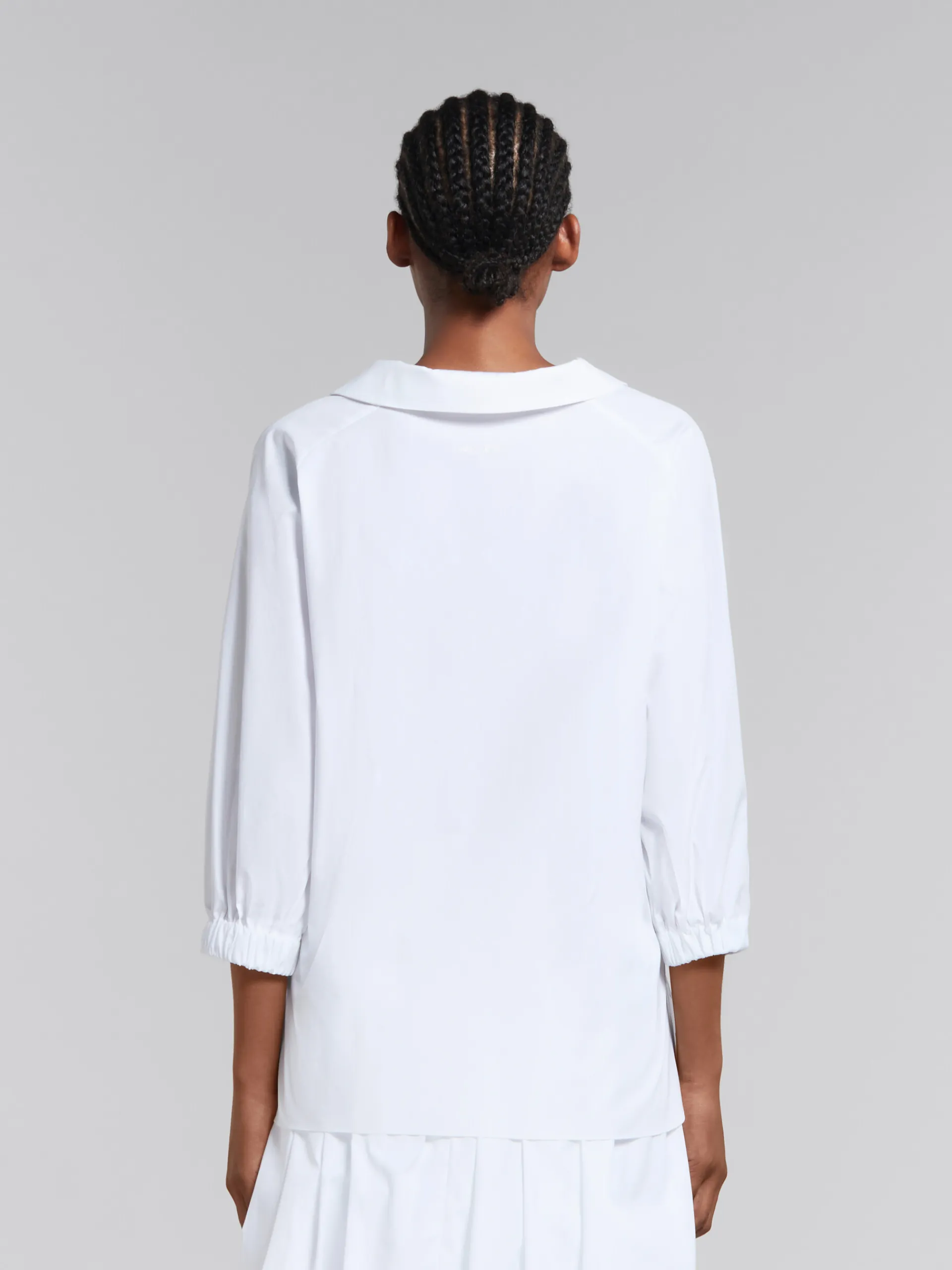 Tops & T-Shirts>Marni White Organic Poplin Top With Shirt Collar LILYWHITE