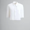 Tops & T-Shirts>Marni White Poplin Cocoon Shirt LILYWHITE