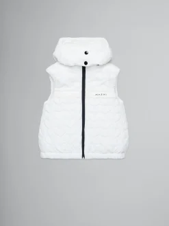 Kids>Marni White Sleeveless Padded Jacket With Stars NATURAL