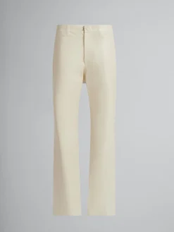 Matching Sets | Pants>Marni White Wool And Coated Fabric Five-pocket Trousers LILYWHITE
