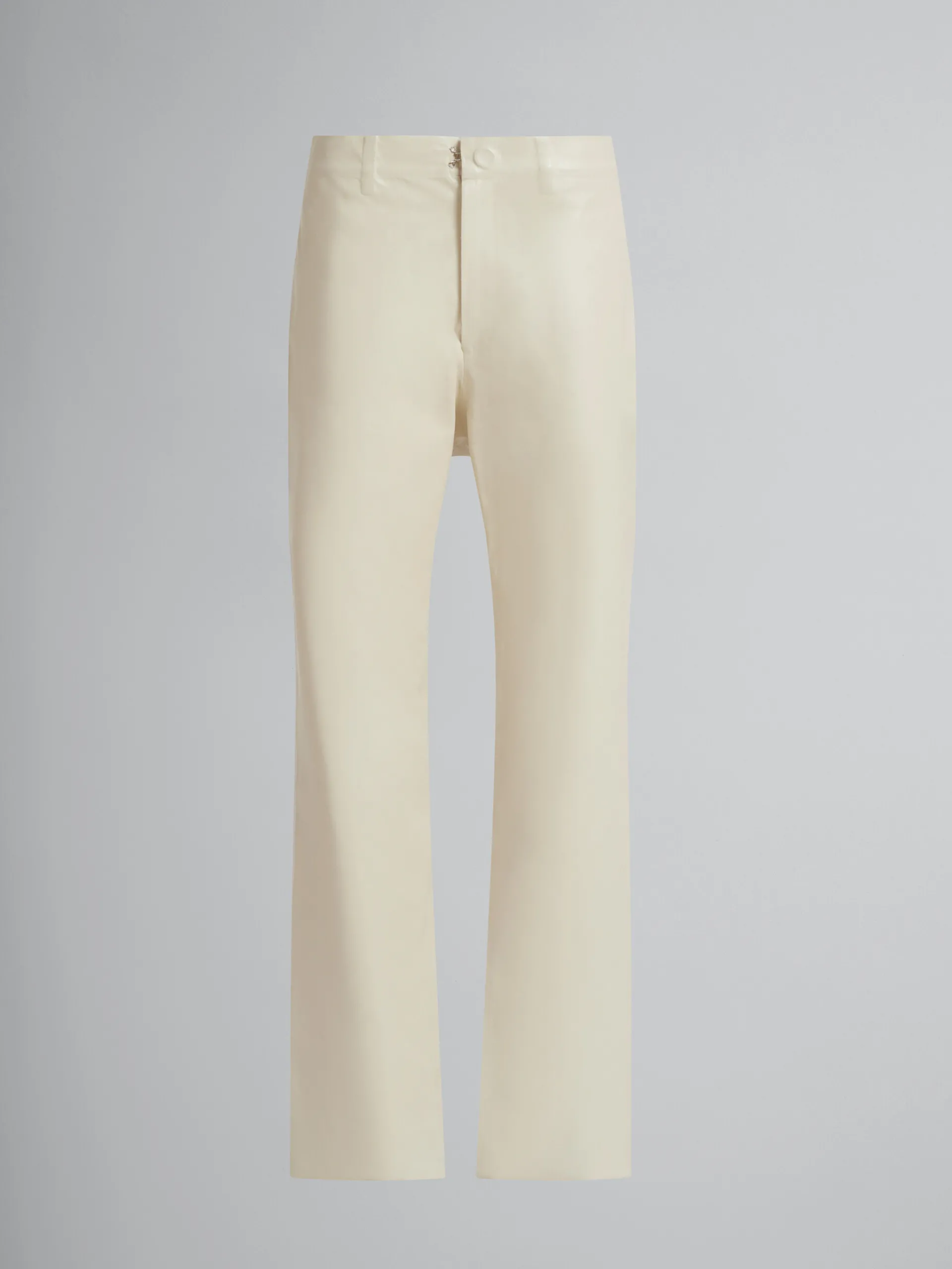 Matching Sets | Pants>Marni White Wool And Coated Fabric Five-pocket Trousers LILYWHITE