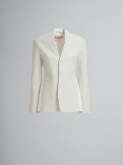 Matching Sets | Coats & Jackets>Marni White Wool And Coated Fabric Blazer LILYWHITE