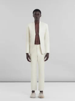 Matching Sets | Pants>Marni White Wool And Coated Fabric Five-pocket Trousers LILYWHITE
