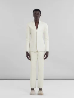 Matching Sets | Coats & Jackets>Marni White Wool And Coated Fabric Blazer LILYWHITE