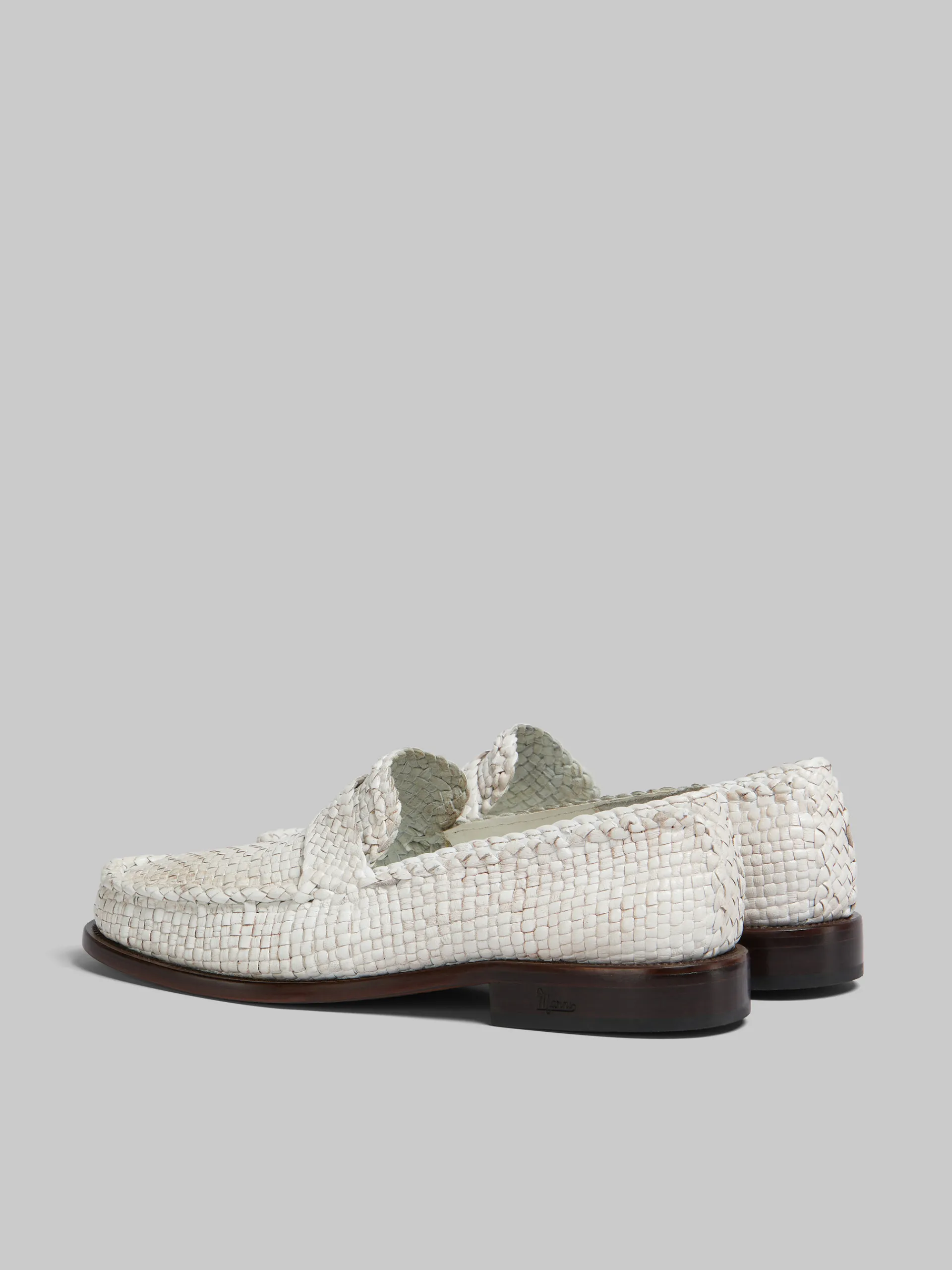 Lace Up & Loafers>Marni White Woven Leather Bambi Loafer LILYWHITE