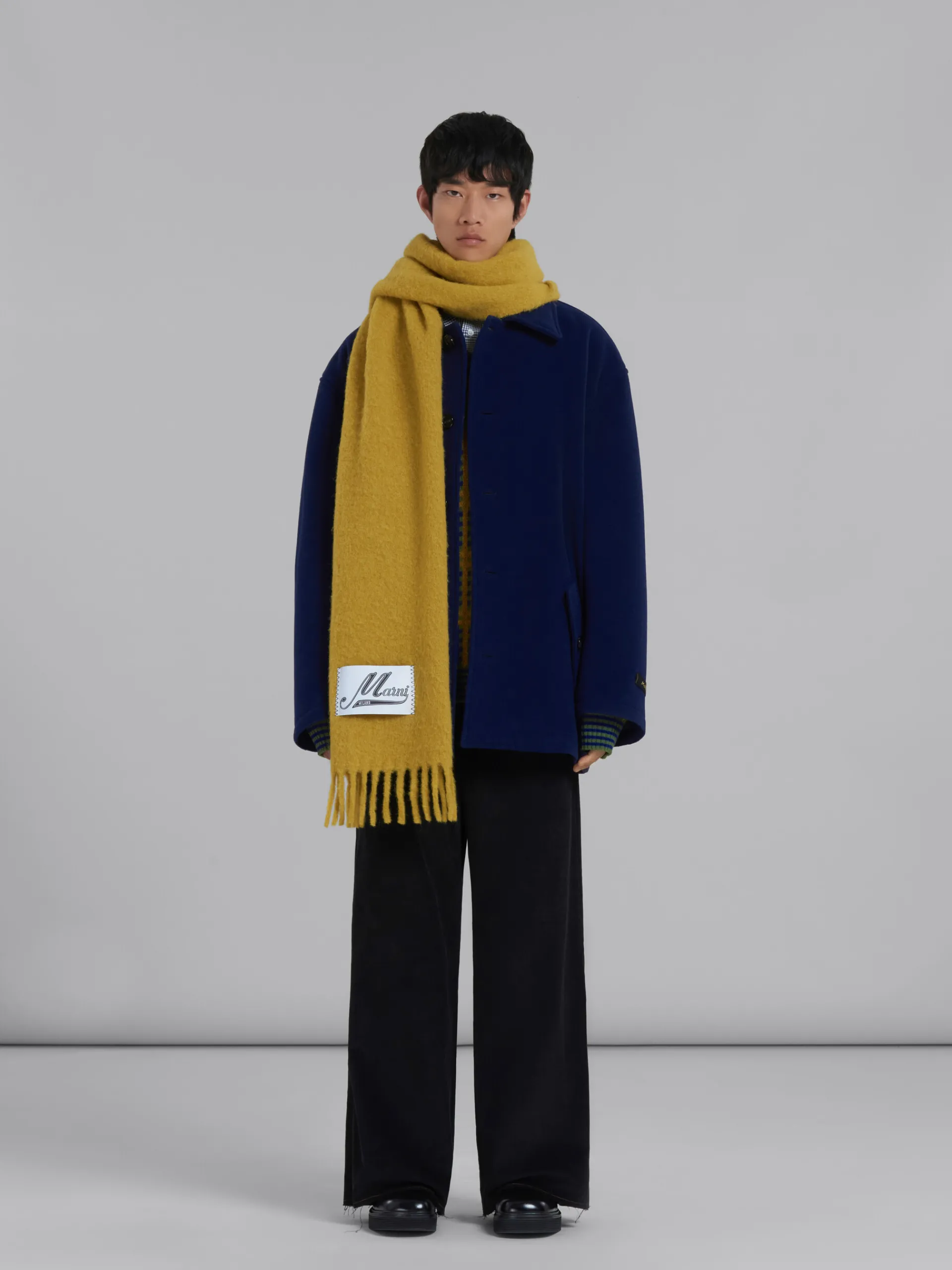 Other Accessories | Scarves>Marni Yellow Brushed Alpaca Scarf With Fringes GRASS