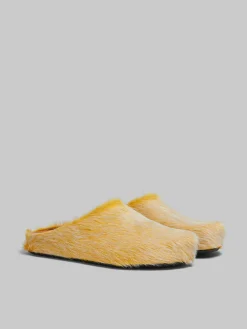 Pablo Sneakers | Fussbett Sabot>Marni Long Hair Calfskin Fussbett Sabot YELLOW