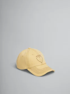 Hats>Marni Yellow Organic Denim Baseball Cap With Mending CITRUS