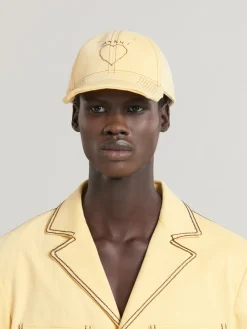 Hats>Marni Yellow Organic Denim Baseball Cap With Mending CITRUS