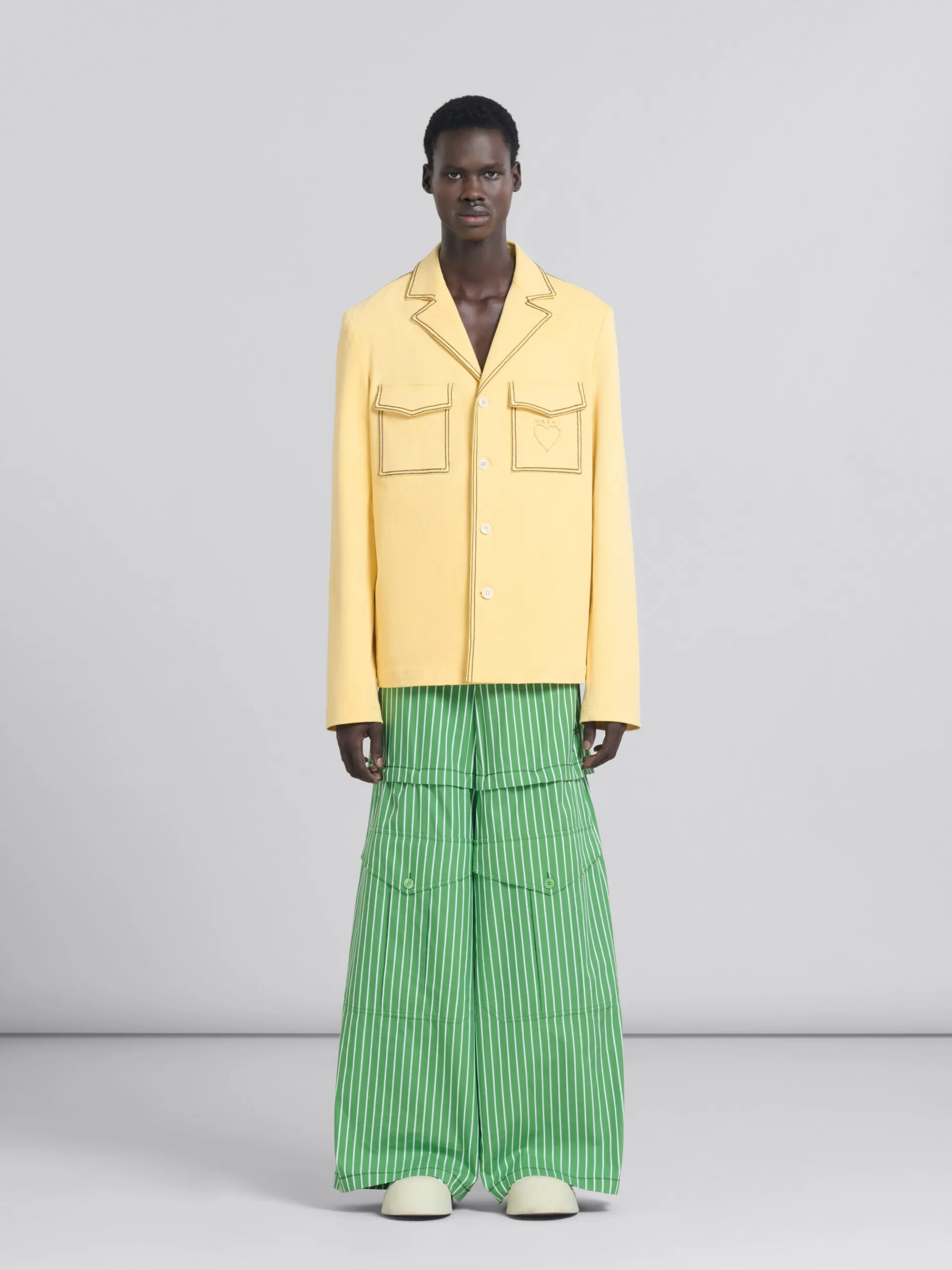 Denim | Coats & Jackets>Marni Yellow Organic Denim Blazer With Contrast Stitching CITRUS