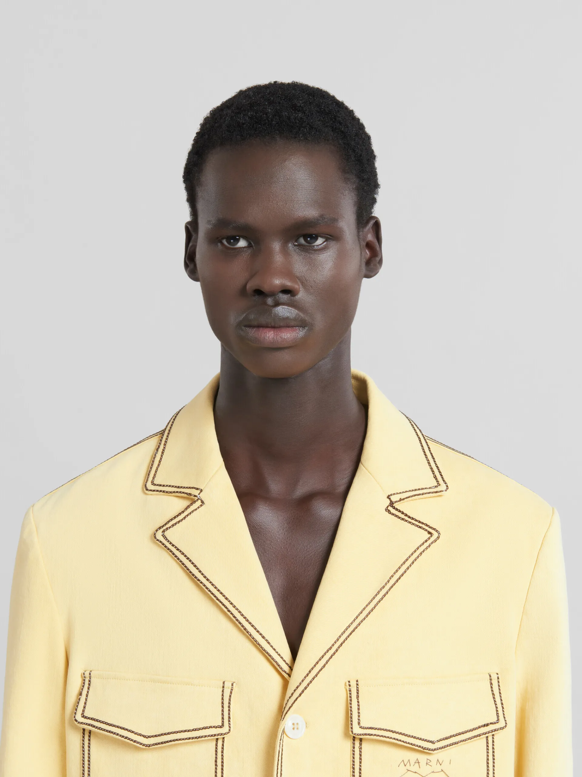 Denim | Coats & Jackets>Marni Yellow Organic Denim Blazer With Contrast Stitching CITRUS